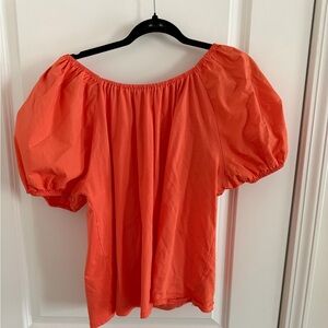 a new day Bright Orange Off-Shoulder Puff Sleeve Blouse